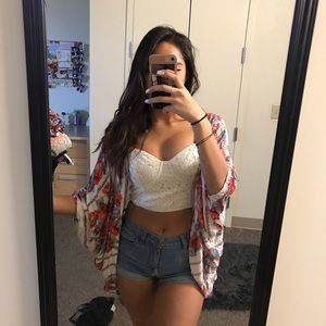 Aritzia lace white crop top bustier